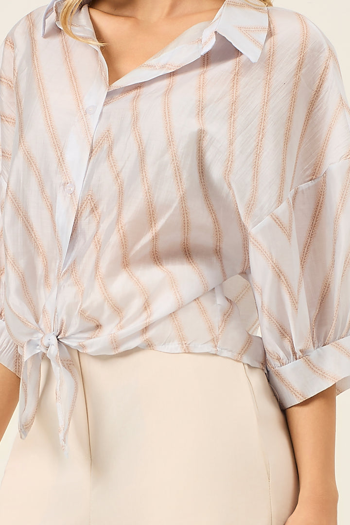 Camicia a righe manica a palloncino