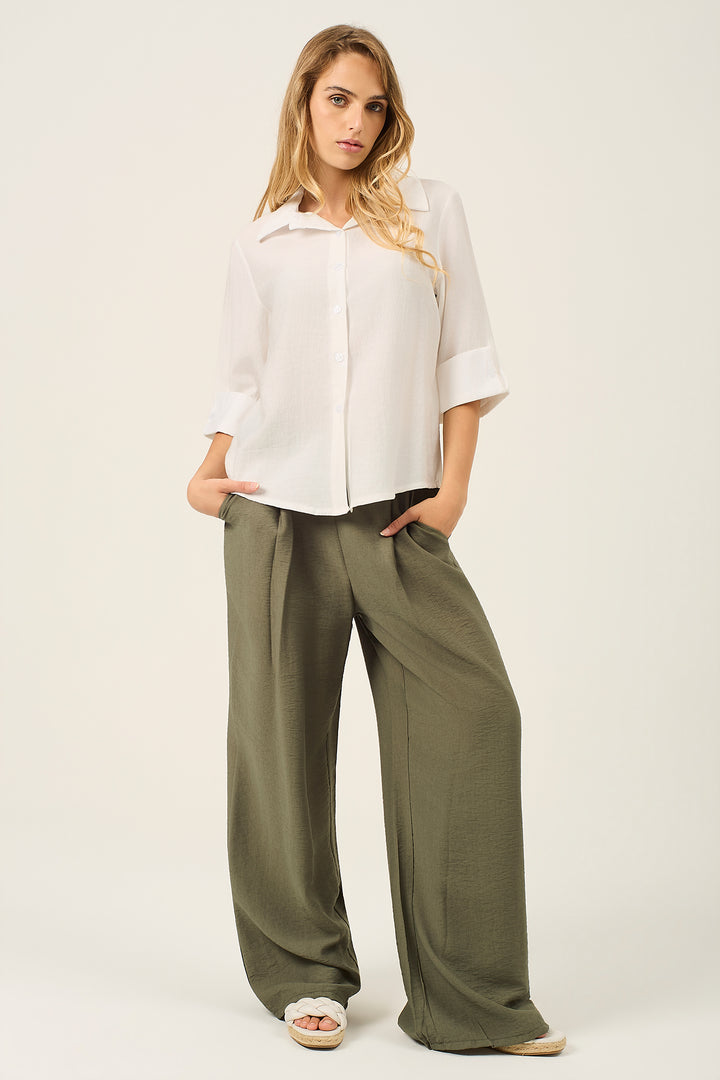 Camicia manica 3/4 polso con risvolto