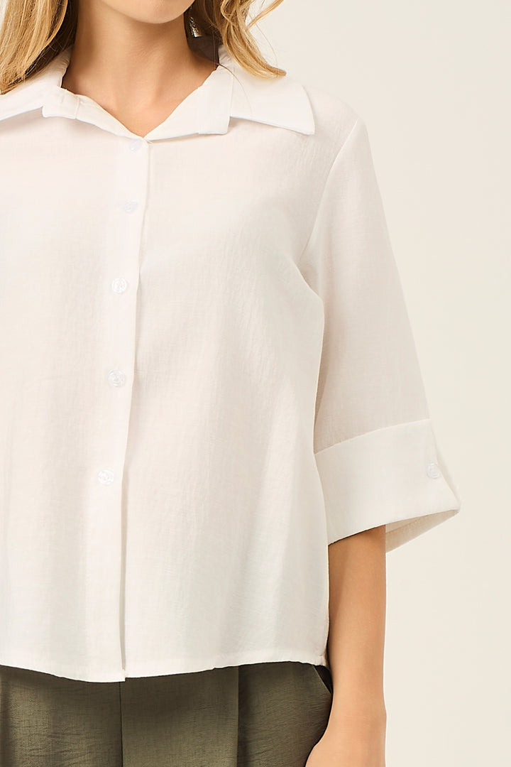 Camicia manica 3/4 polso con risvolto