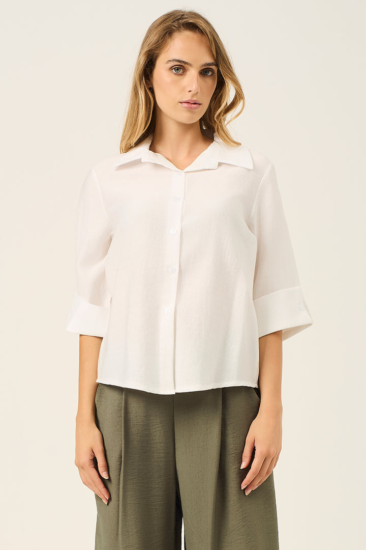 Camicia manica 3/4 polso con risvolto