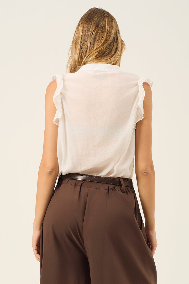 Camicia smanicata con ruches