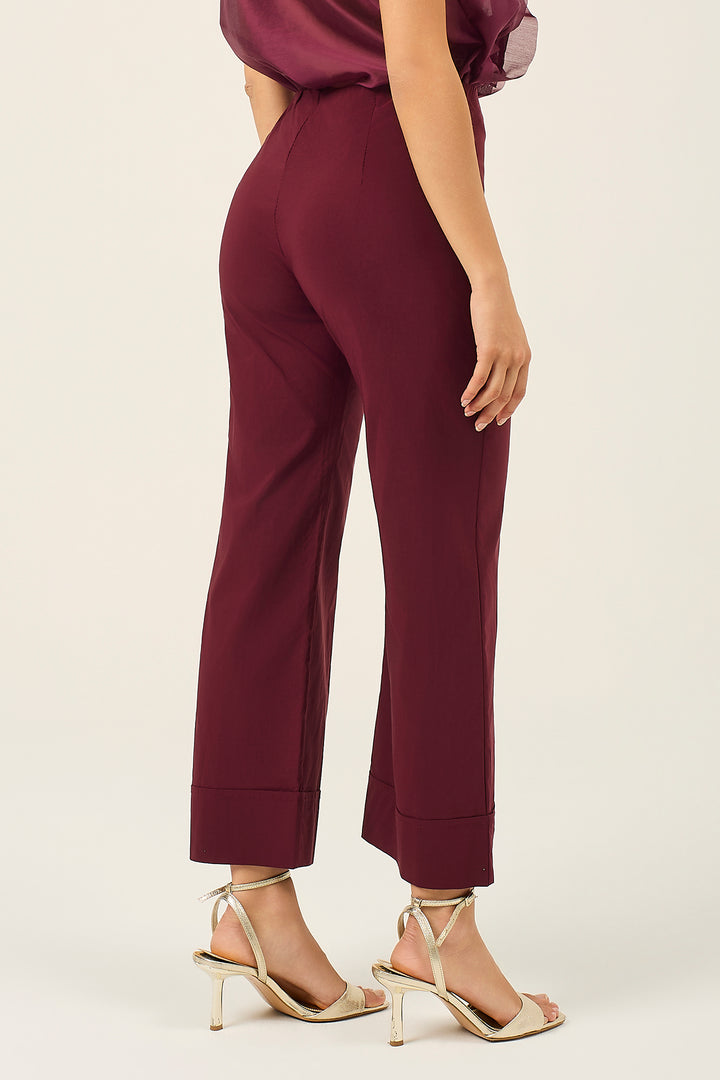 Pantalone in viscosa stretch con risvolto