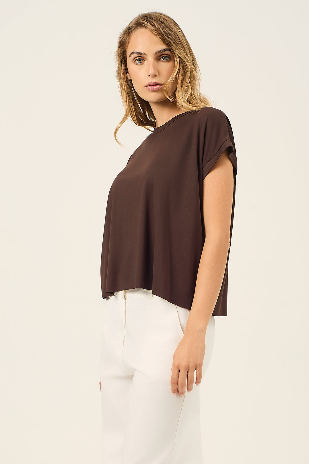 T-shirt in viscosa stretch