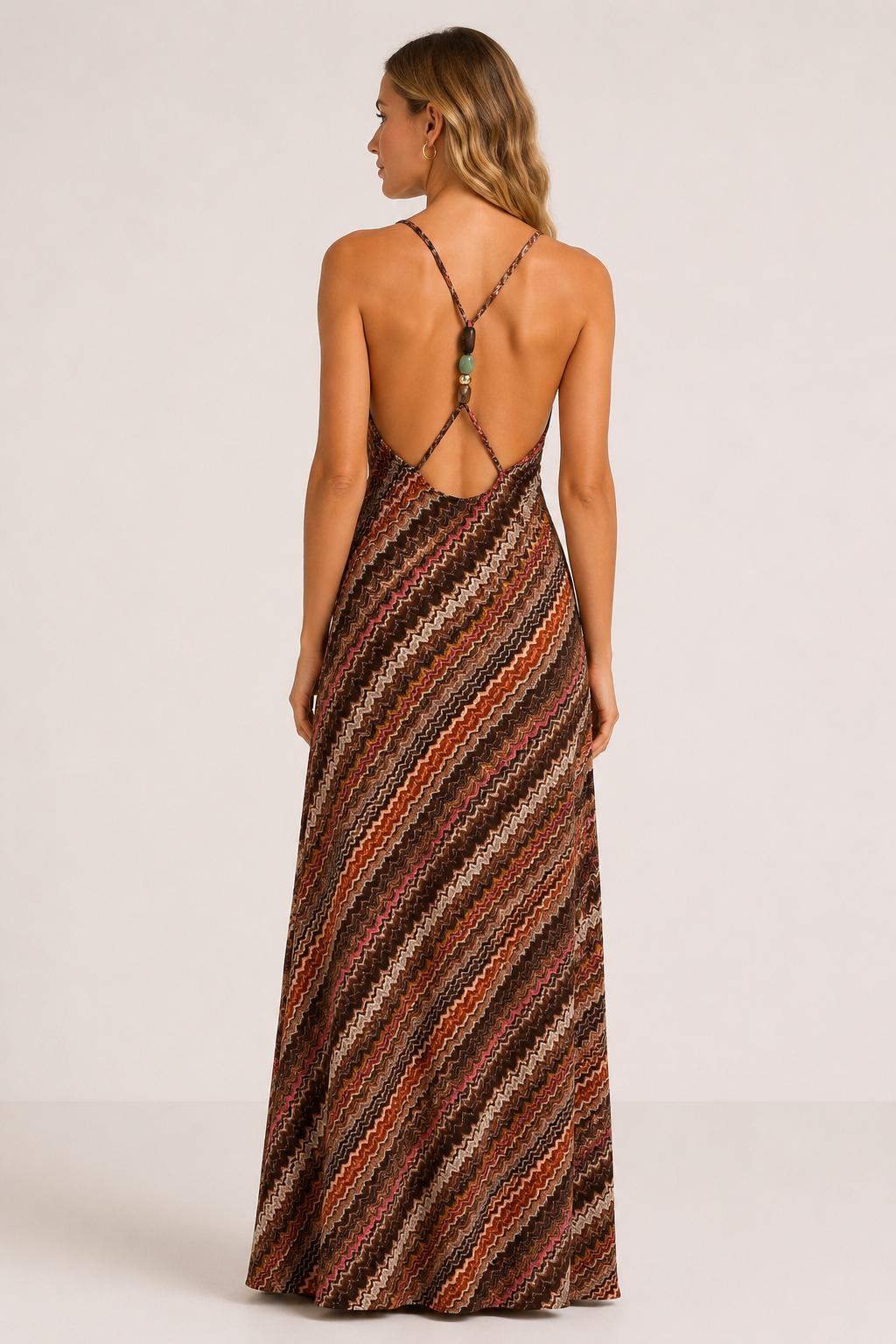 Abito lingerie in viscosa fantasia zig zag