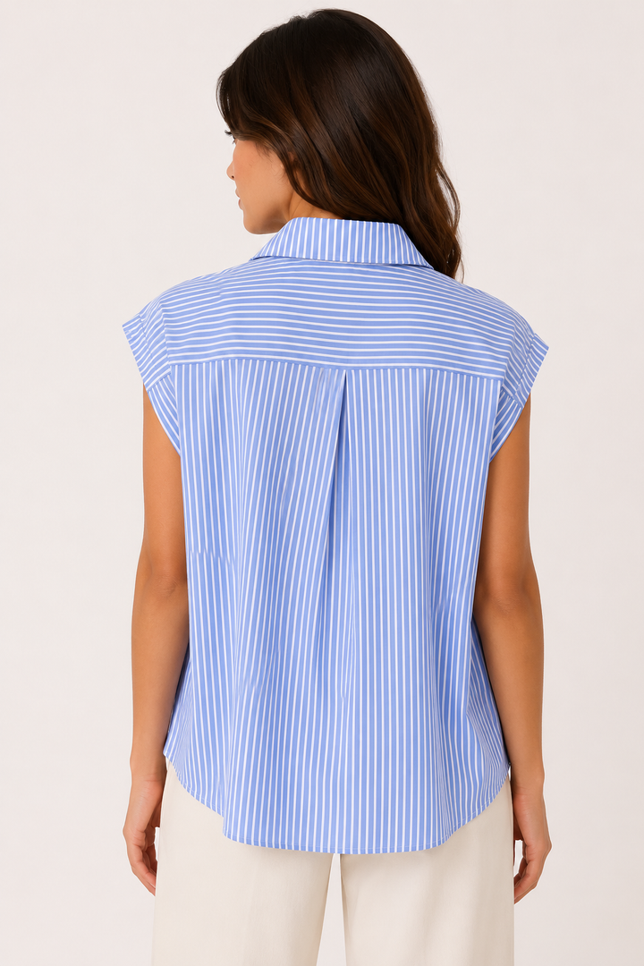 Camicia gessata con bottoni gioello
