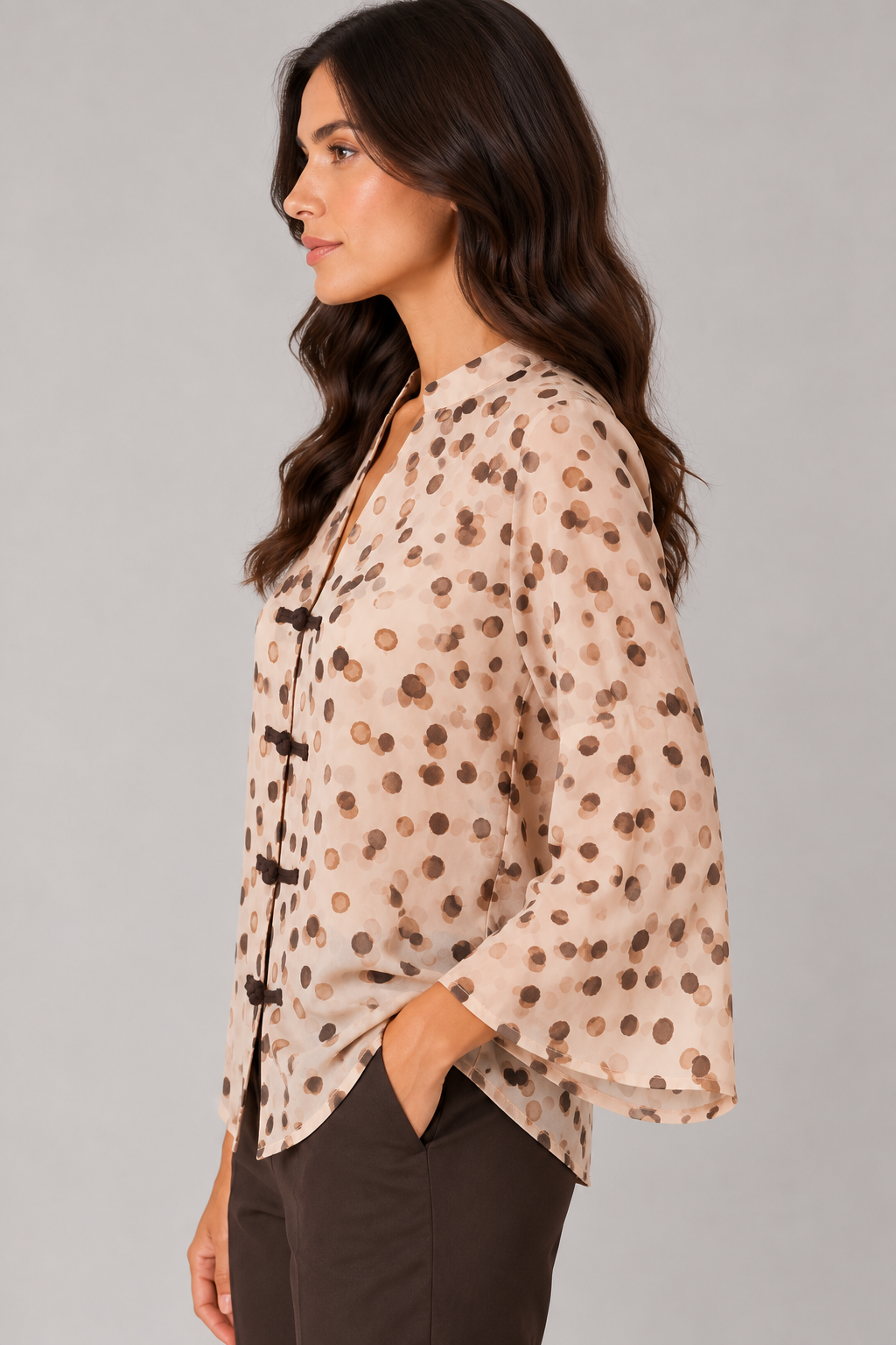 Camicia fantasia pois con alamari