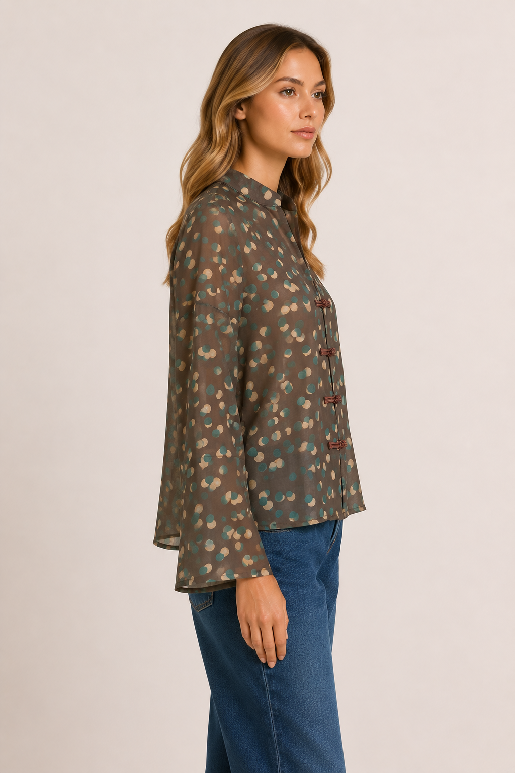 Camicia fantasia pois con alamari