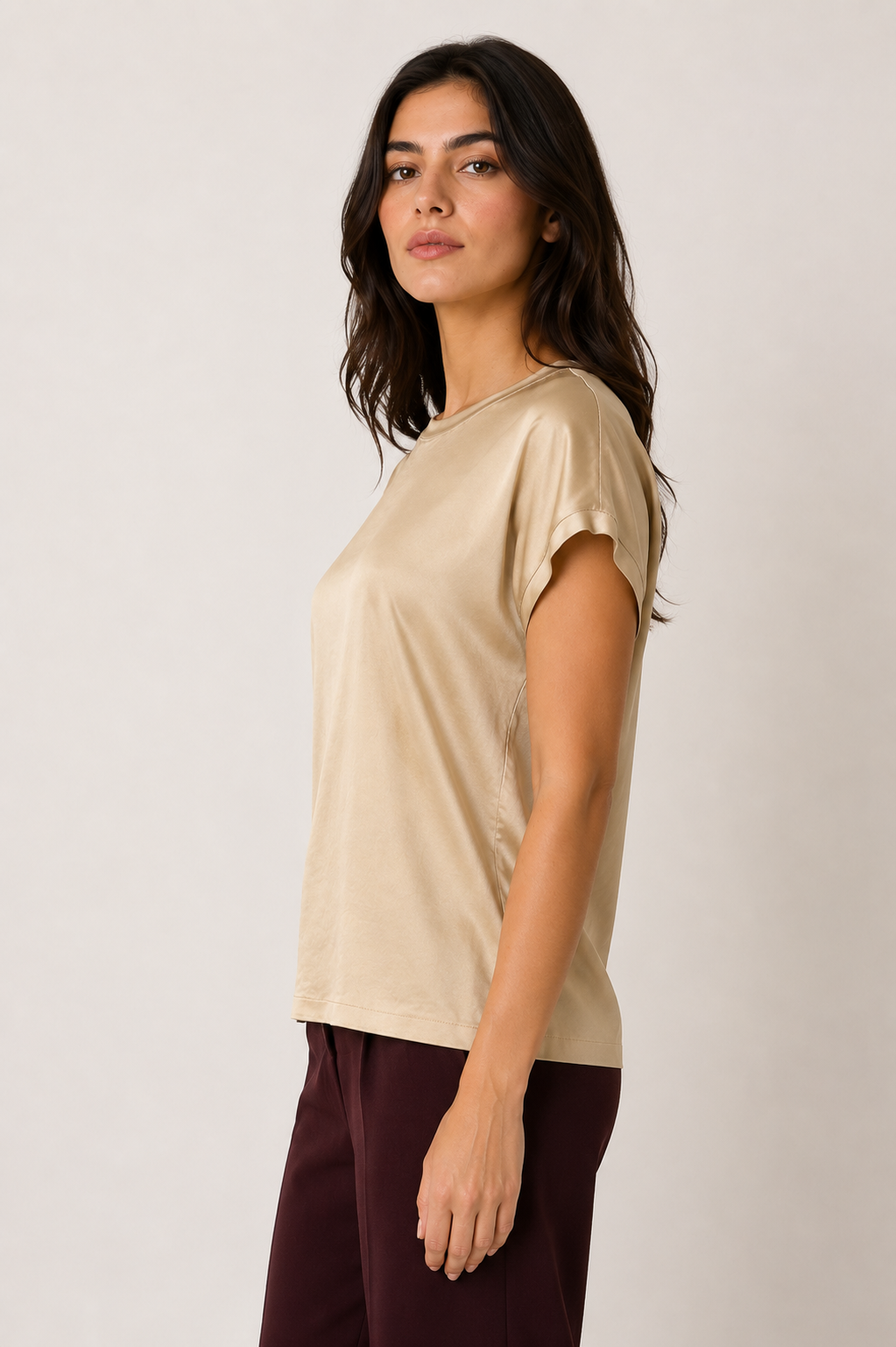 T-shirt in satin stretch