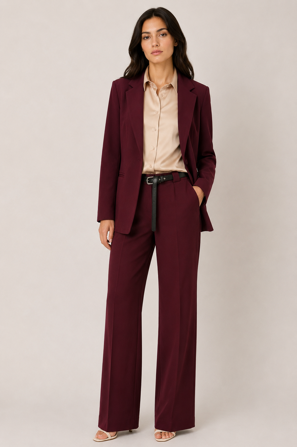 Blazer a un bottone in gabardine stretch