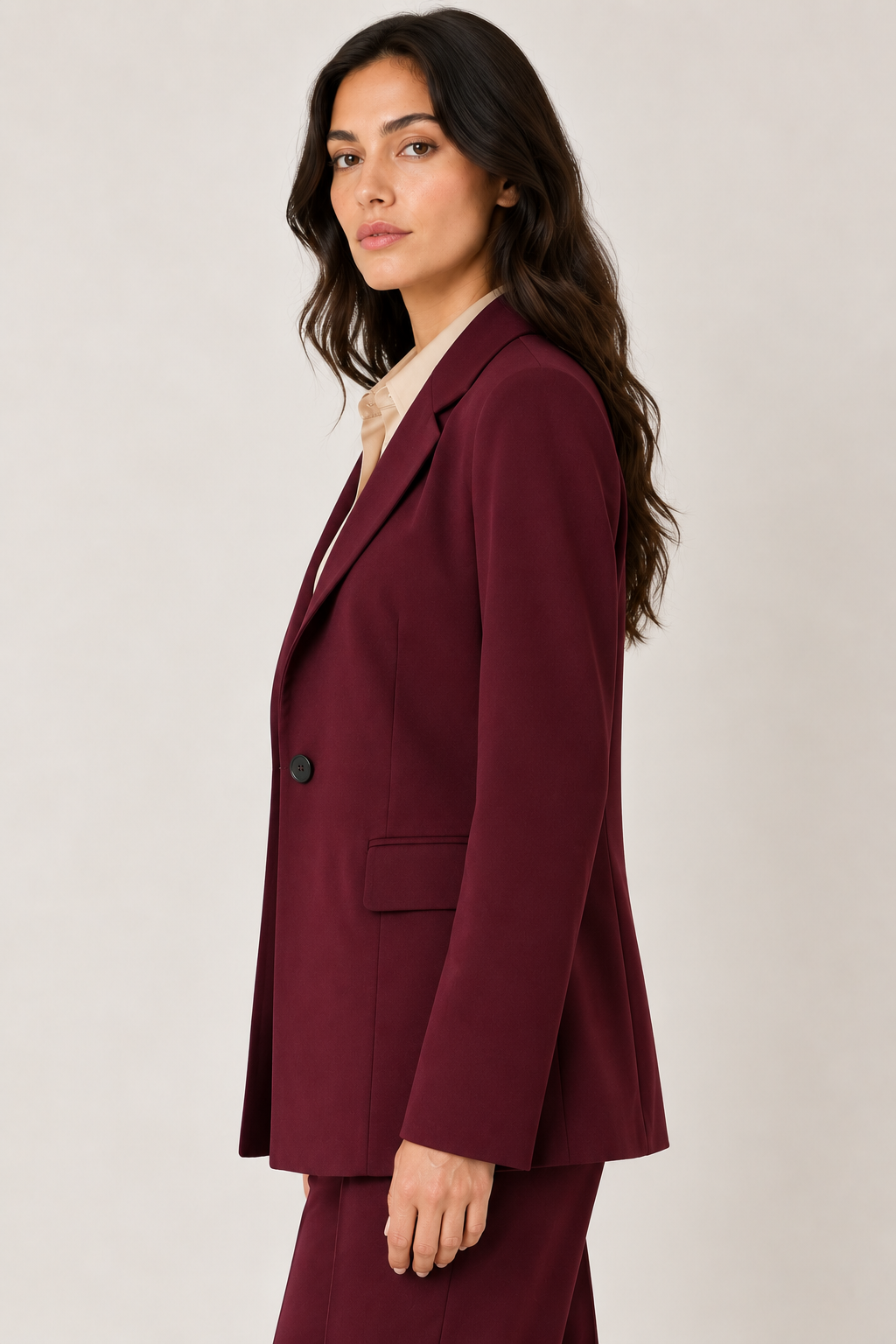 Blazer a un bottone in gabardine stretch