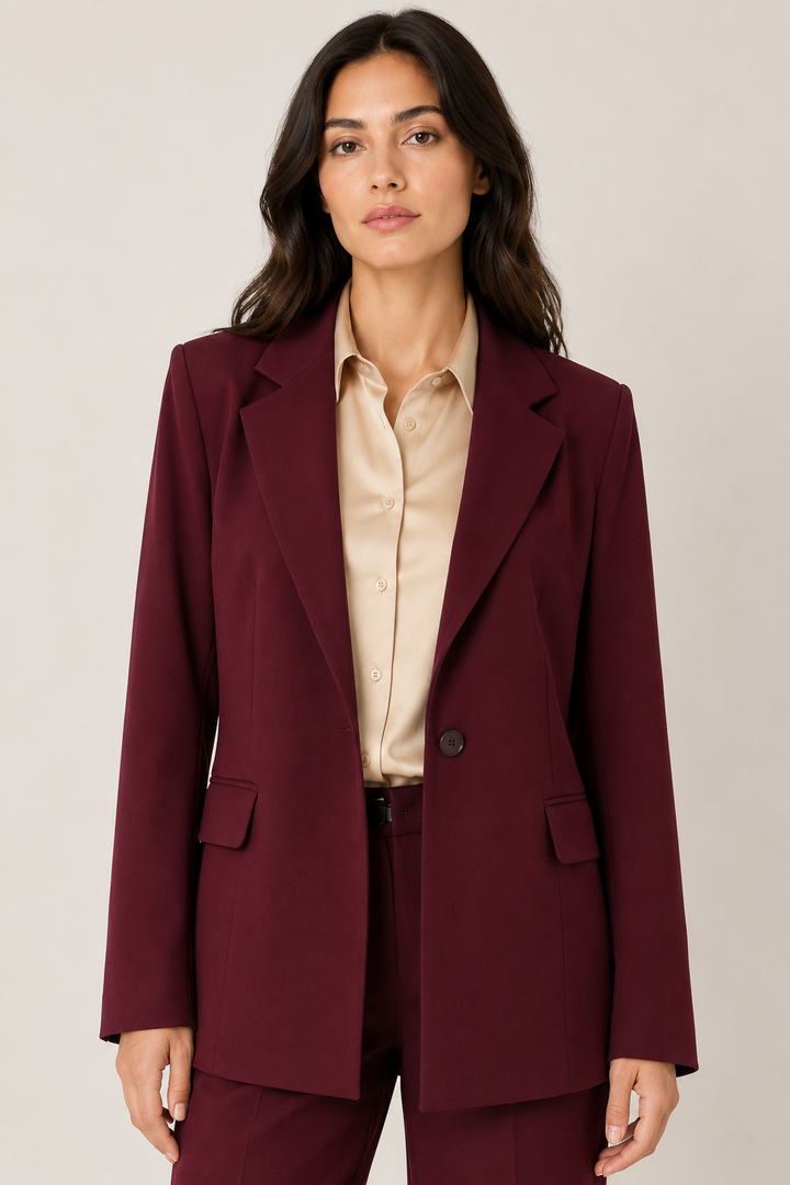 Blazer a un bottone in gabardine stretch