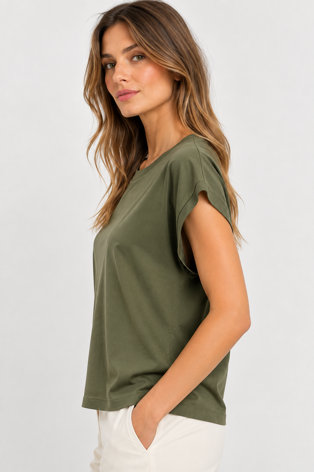 T-shirt in satin stretch