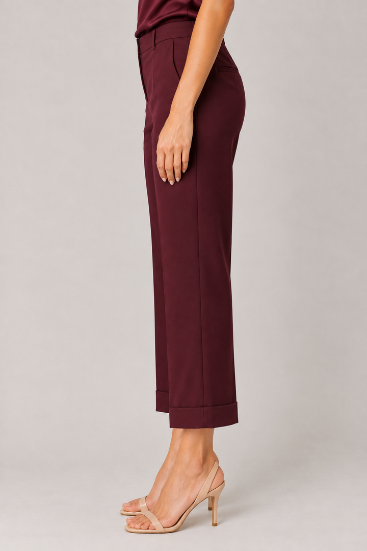 Pantalone cropped con risvolto
