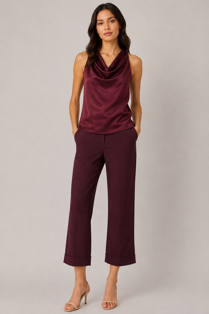 Pantalone cropped con risvolto