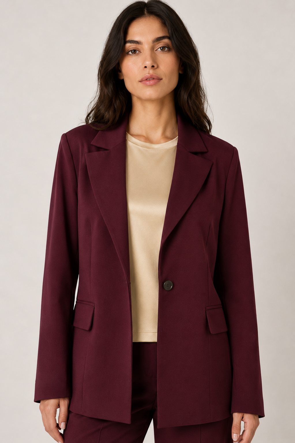 Blazer a un bottone in gabardine stretch