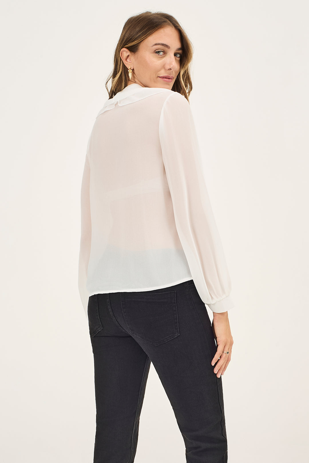 Camicia in georgette con ruches