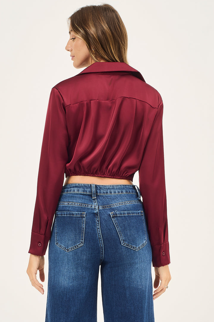 Camicia in satin cropped