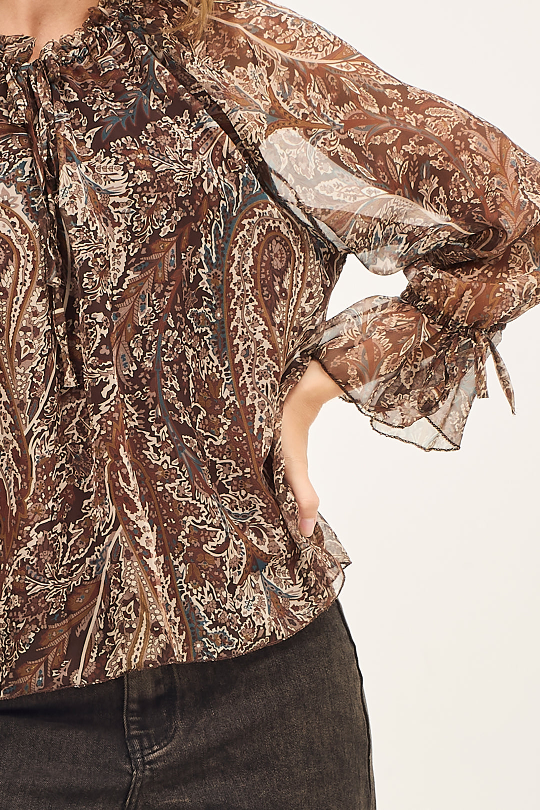 Blusa in georgette fantasia cachemire