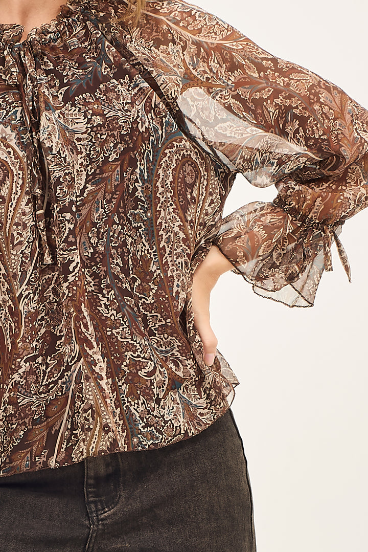 Blusa in georgette fantasia cachemire
