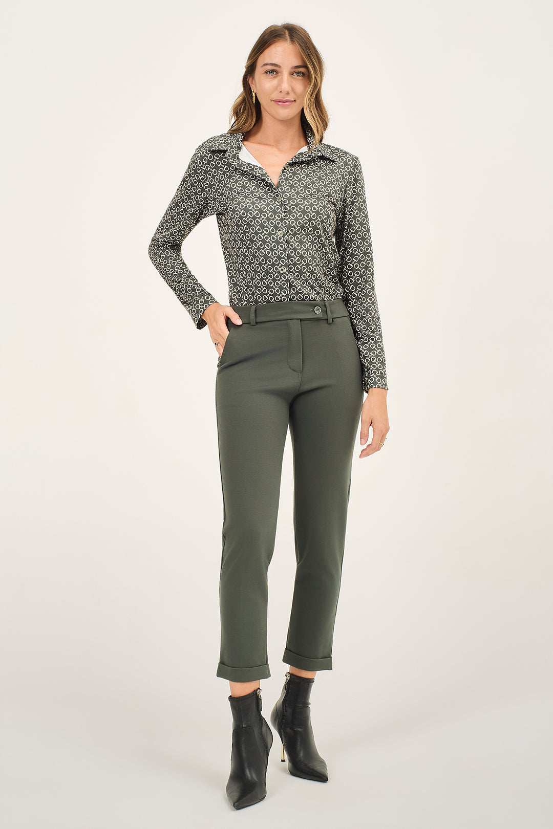 Pantalone chino in punto milano stretch