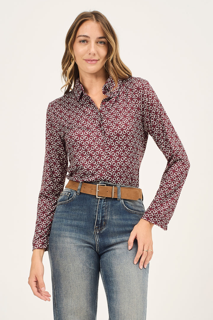 Camicia in maglina stretch fantasia microstaffe