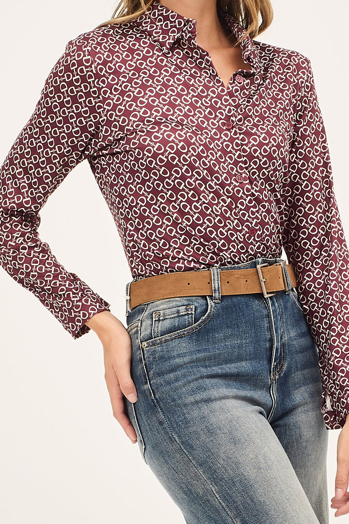 Camicia in maglina stretch fantasia microstaffe