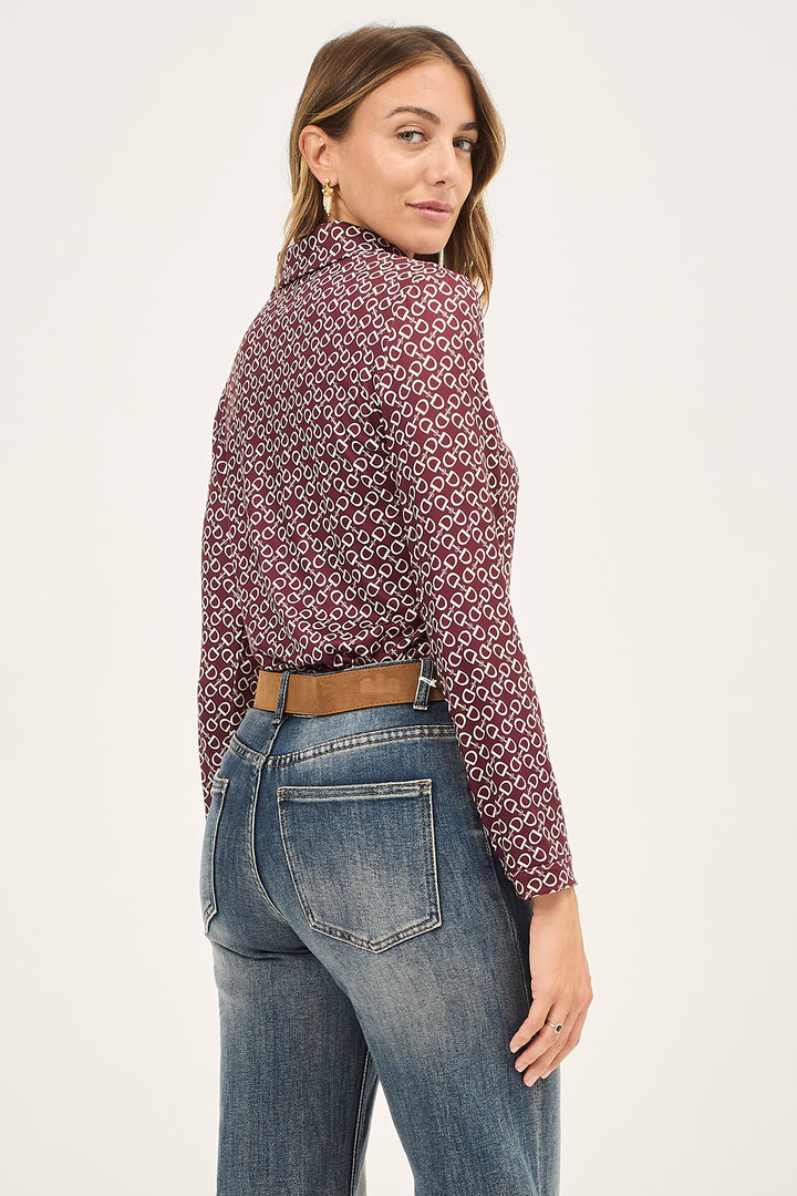 Camicia in maglina stretch fantasia microstaffe
