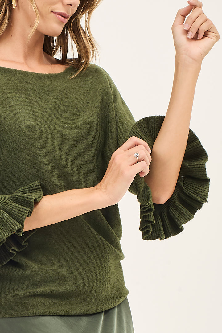 Maglia maniche a 3/4 con ruches