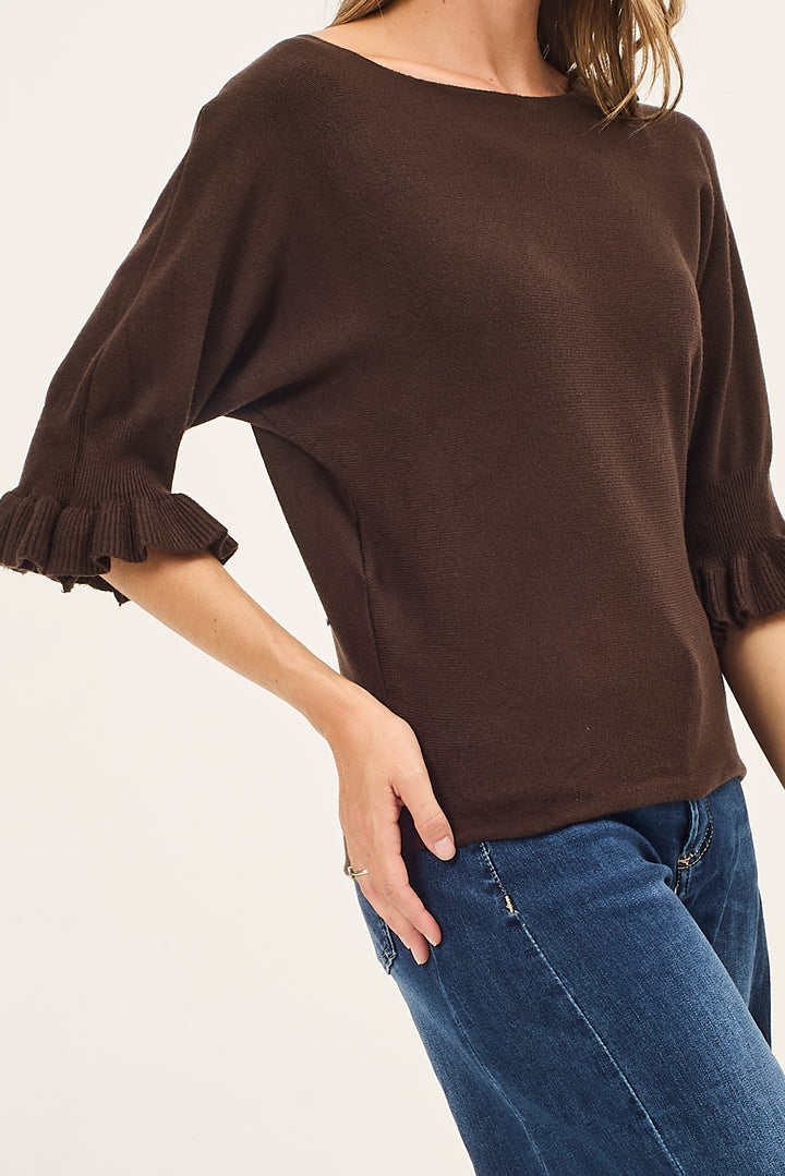 Maglia maniche a 3/4 con ruches