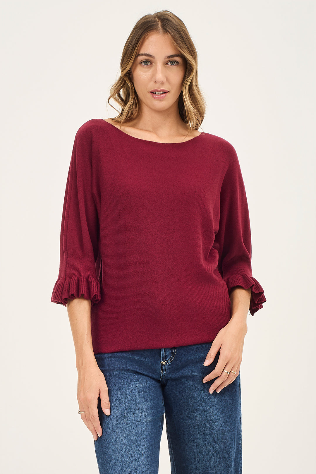 Maglia maniche a 3/4 con ruches