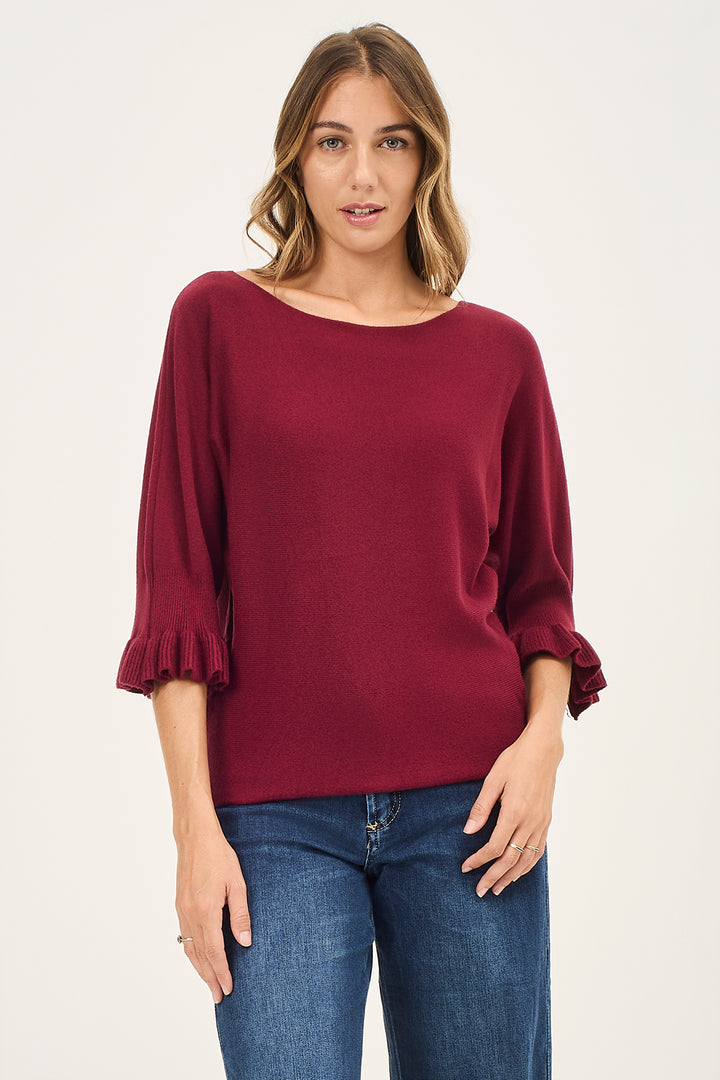 Maglia maniche a 3/4 con ruches
