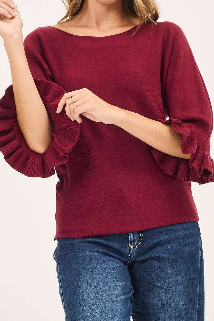 Maglia maniche a 3/4 con ruches
