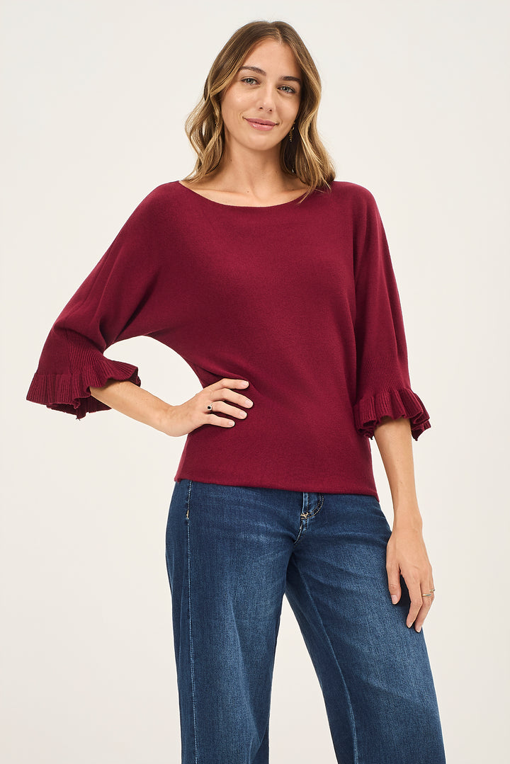 Maglia maniche a 3/4 con ruches