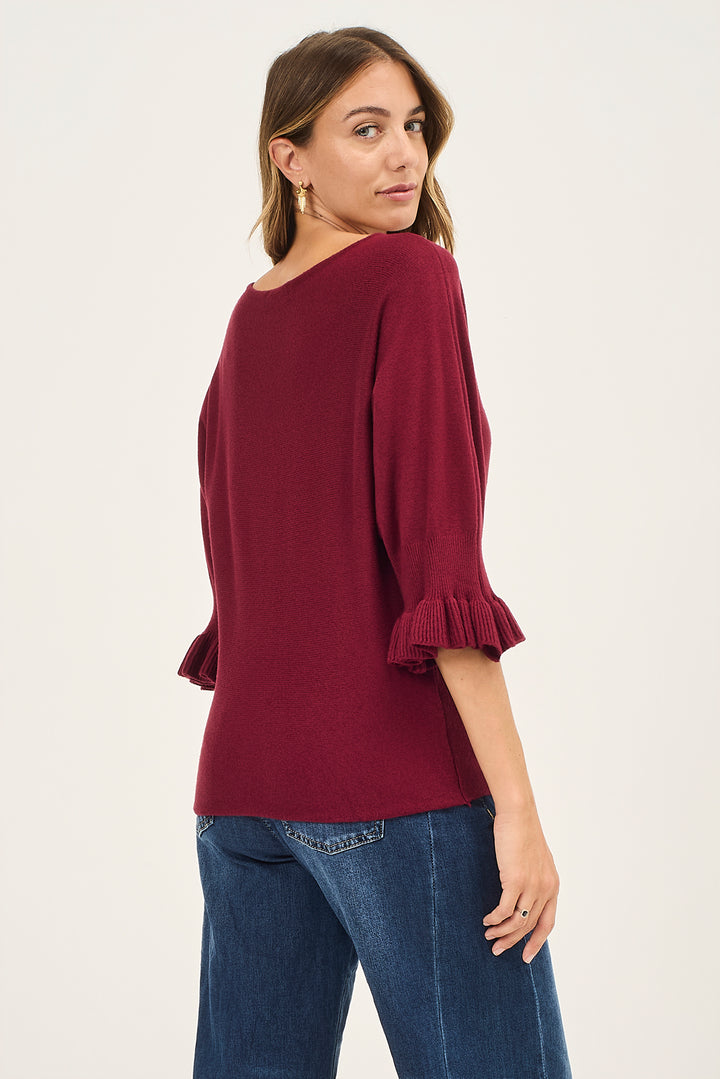 Maglia maniche a 3/4 con ruches