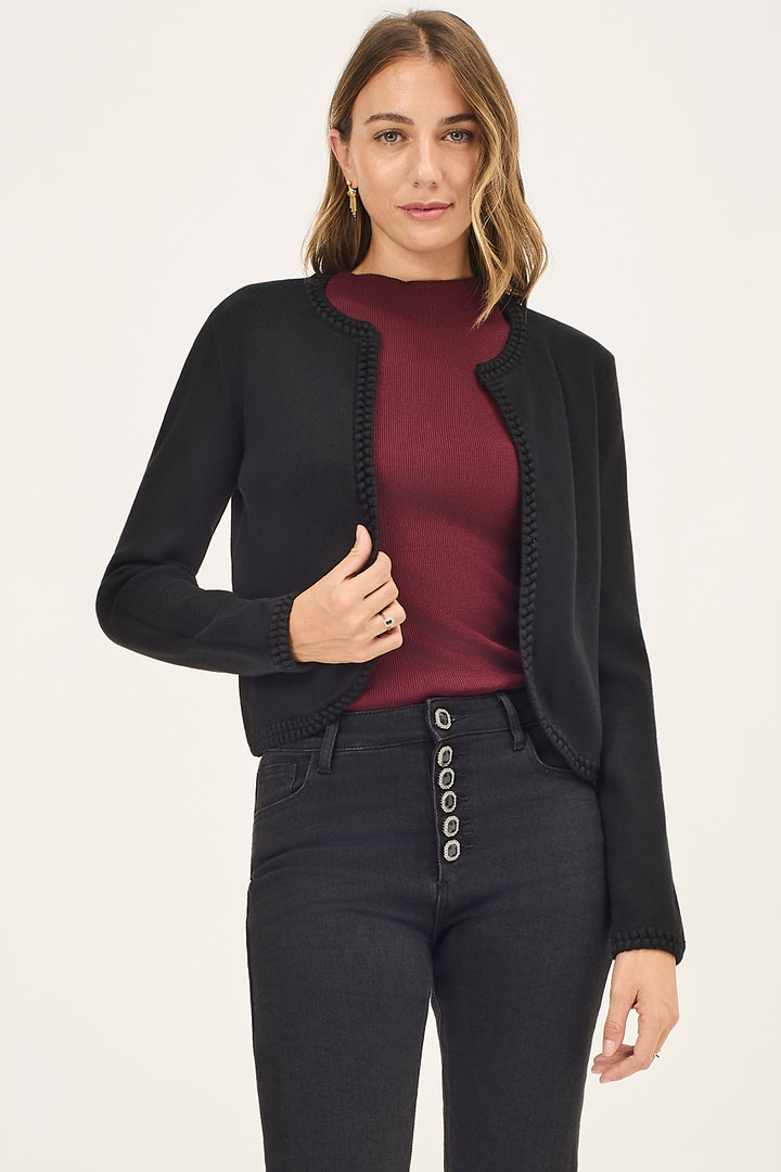 Cardigan aperto con bordi in rilievo