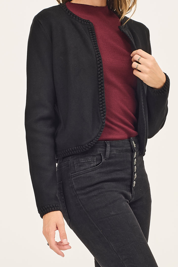 Cardigan aperto con bordi in rilievo