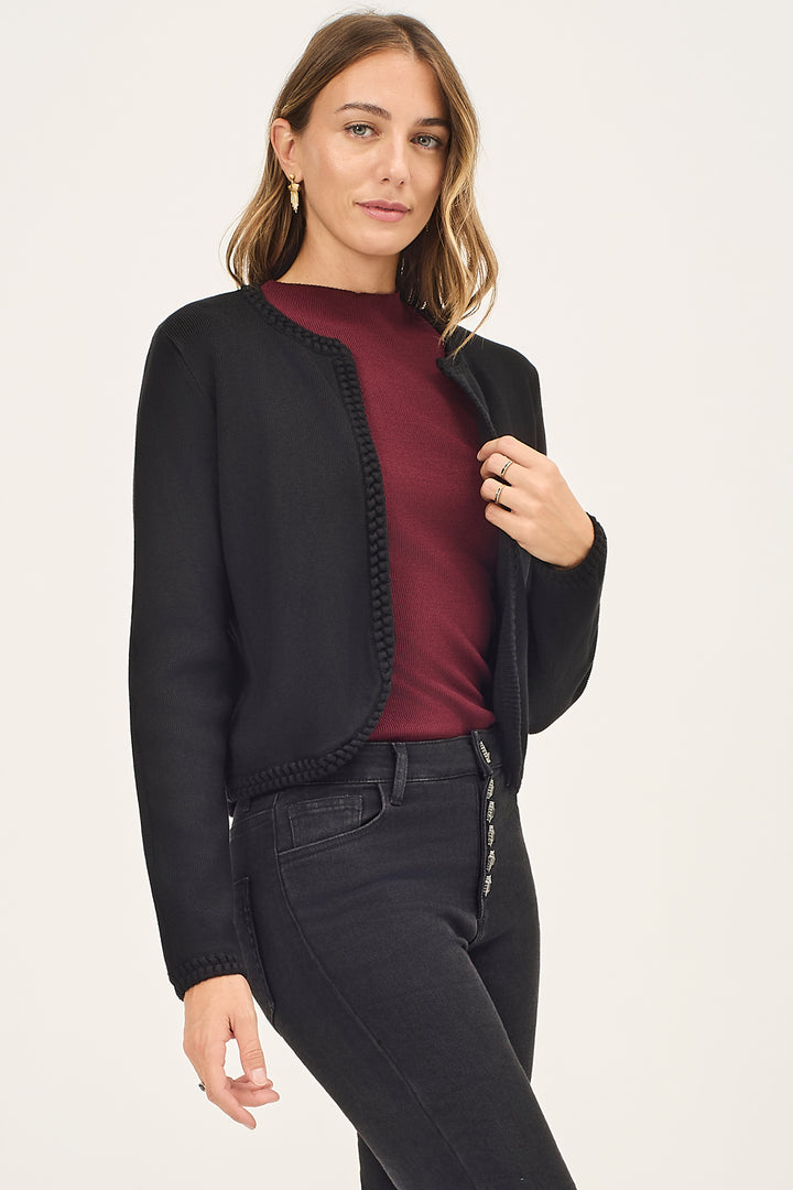 Cardigan aperto con bordi in rilievo