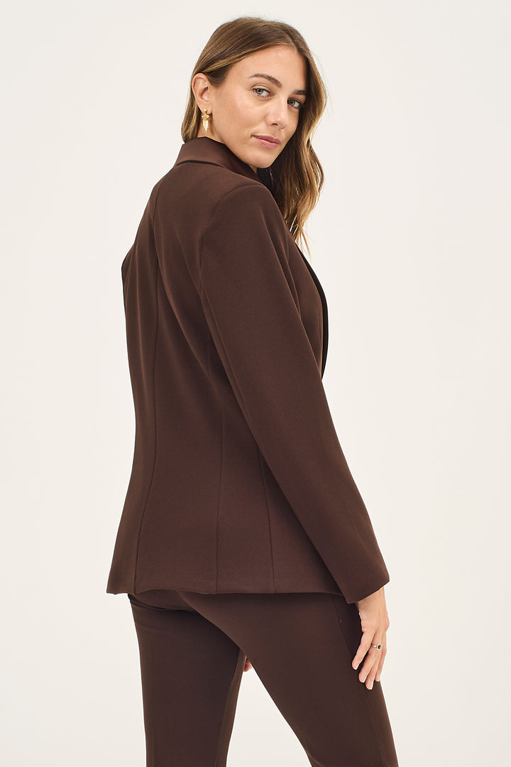 Blazer doppiopetto con dettagli in satin