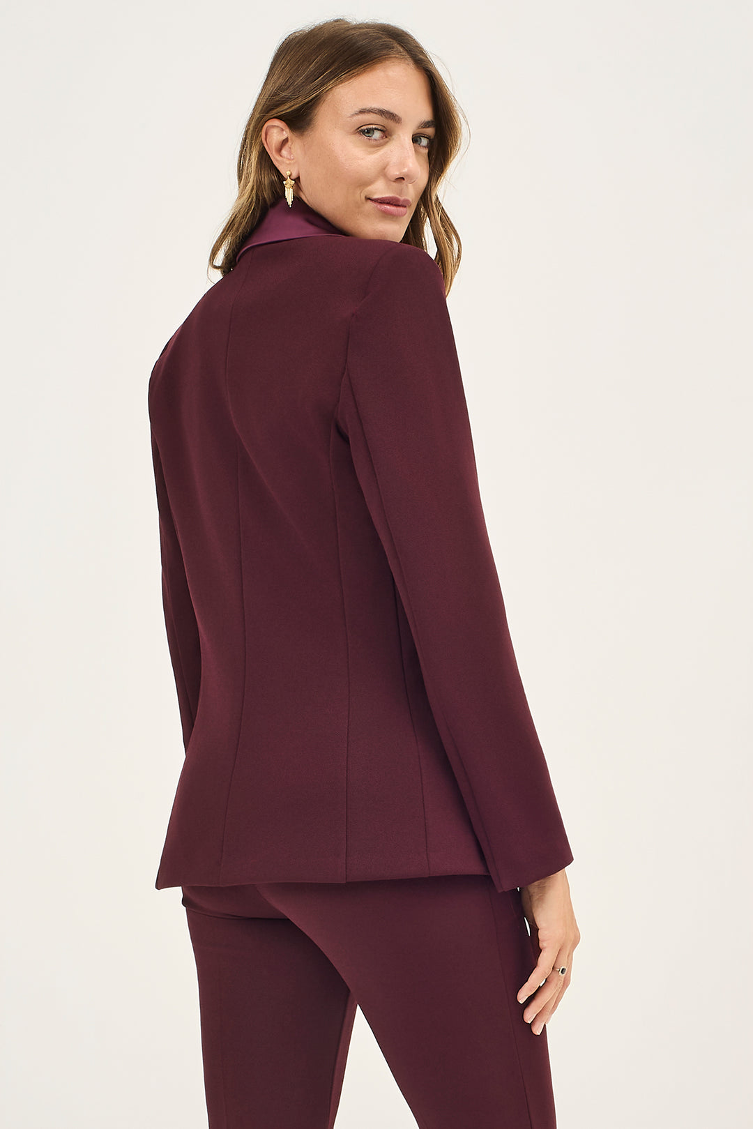 Blazer doppiopetto con dettagli in satin