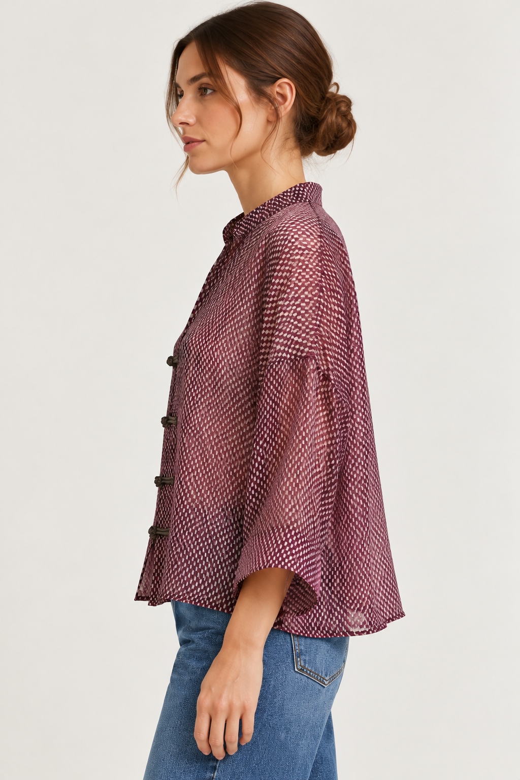 Camicia coreana con alamari in corda