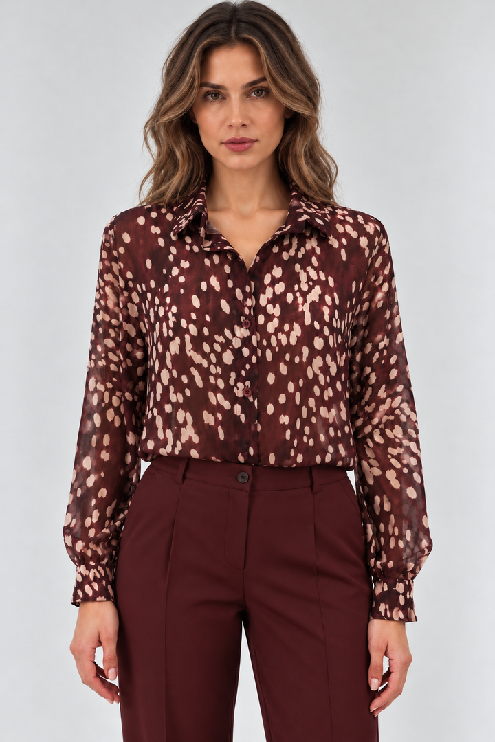 Camicia in georgette fantasia pois