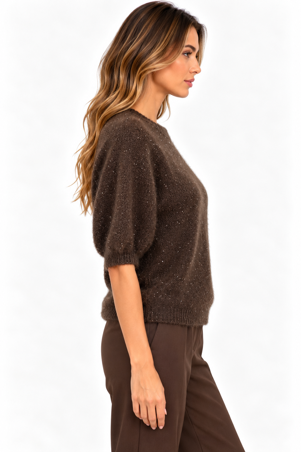 Maglia effetto pelo con micropaillettes