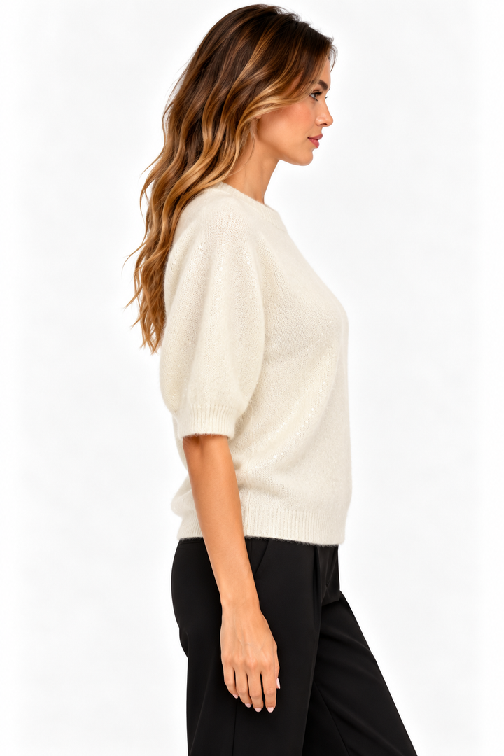 Maglia effetto pelo con micropaillettes
