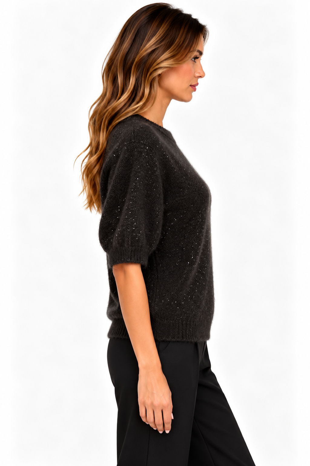 Maglia effetto pelo con micropaillettes