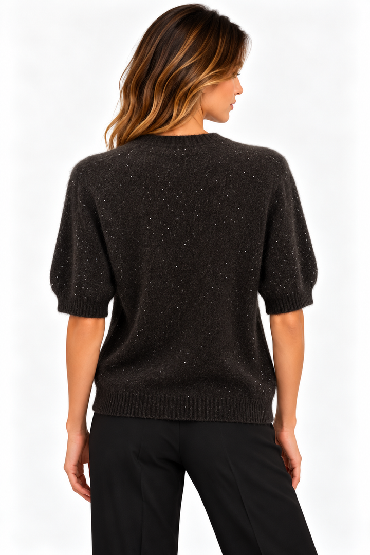 Maglia effetto pelo con micropaillettes