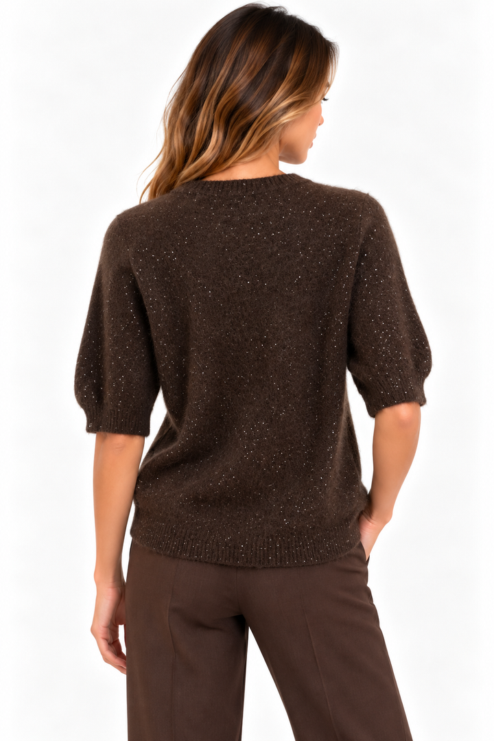 Maglia effetto pelo con micropaillettes