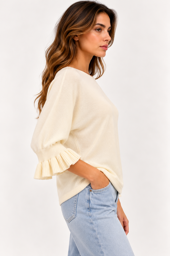 Maglia maniche a 3/4 con ruches
