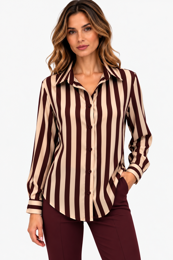 Camicia in viscosa a righe larghe