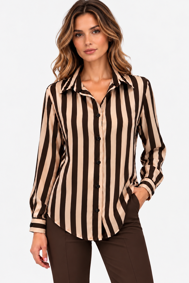 Camicia in viscosa a righe larghe