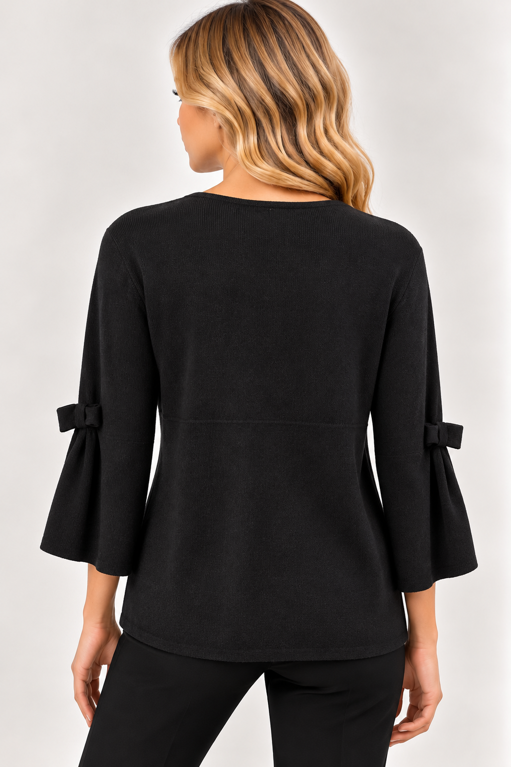 Cardigan con manica a campana e fiocco